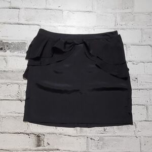H&M Black Ruffle Mini Skirt Layered Flounce Party Casual Size 10